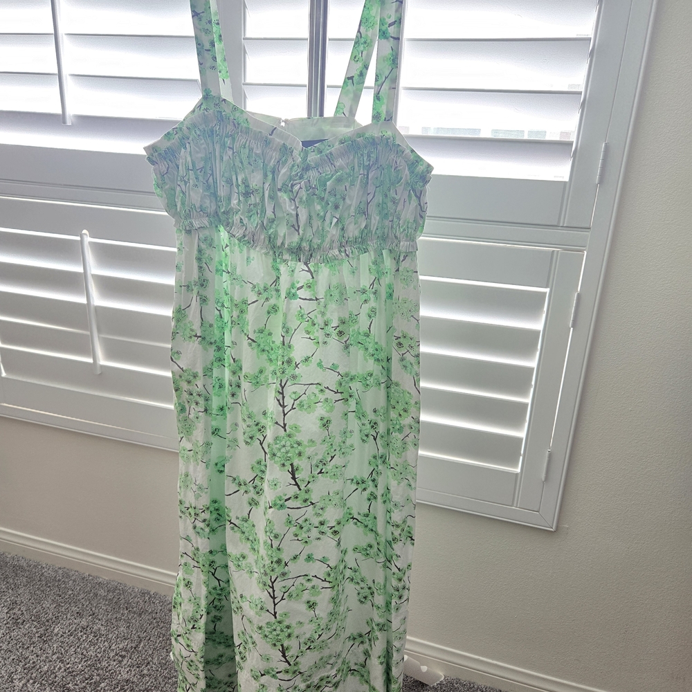 J. Crew Green and White Floral Dress
